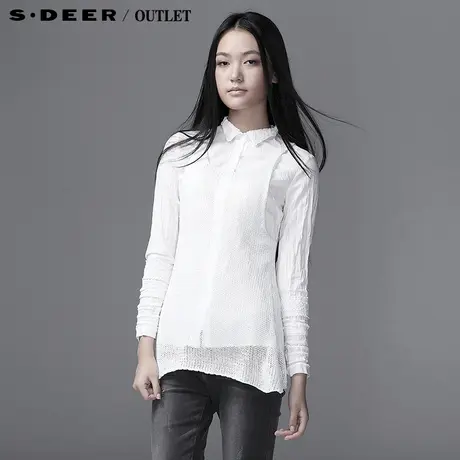 sdeer圣迪奥 2014春装新款女装纯色圆领宽松白搭针织背心3381670图片