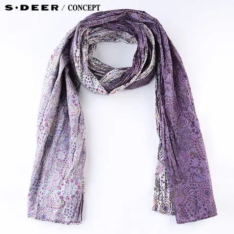 【新品】sdeer 圣迪奥女装渐变印花图案围巾S15383720图片