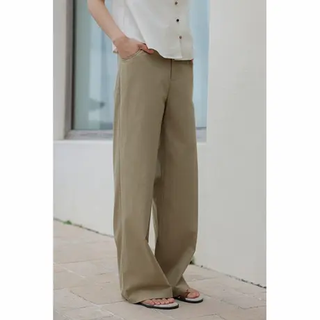 弥古2025新款夏季休闲裤女高级感薄款高腰直筒阔腿裤垂感显瘦长裤图片