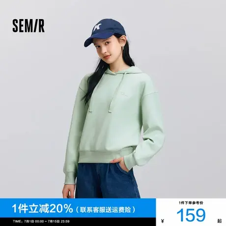 森柔棉|商场同款森马卫衣女绣花温柔秋季2025新款宽松连帽套头衫商品大图