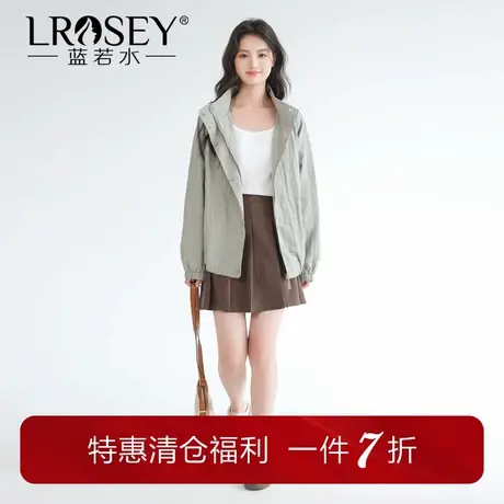 蓝若水大码女装时尚工装休闲夹克胖mm秋季新款宽松显瘦连帽外套商品大图