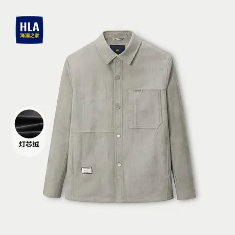 HLA/海澜之家休闲夹克2025秋季新款翻领灯芯绒精致小标外套男商品大图