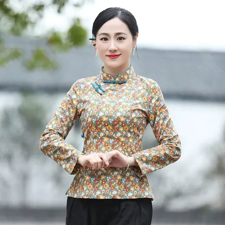 筠雅唐装女装中国风改良高端禅意素衣棉麻年轻款旗袍上衣中式女装图片