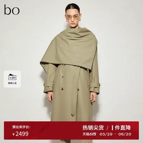 播商场同款黑标系列双排扣长款24春秋风衣外套女BDR3FD2328商品大图