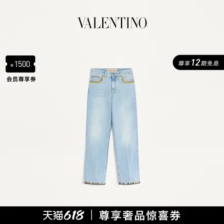 [早秋新品][12期免息]华伦天奴VALENTINO女士刺绣花边牛仔裤商品大图