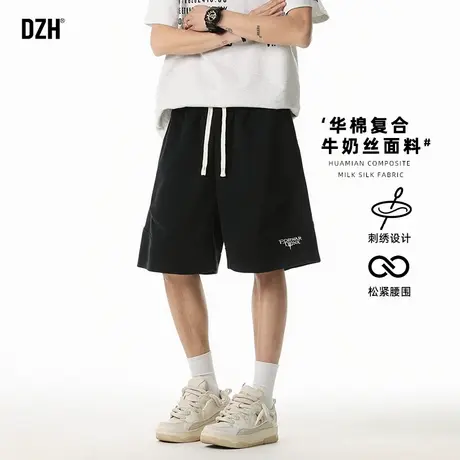 男士黑色运动休闲短裤男夏外穿休闲五分裤刺绣裤子篮球裤2025新款商品大图
