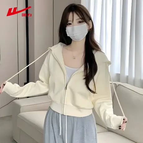 ZH回力短款卫衣女2025新款春秋季新款外套宽松显瘦休闲女士上衣商品大图