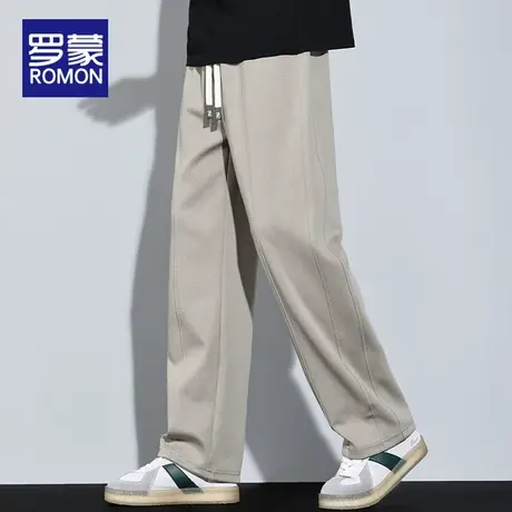罗蒙休闲裤男生2025夏季新款垂感直筒长裤宽松抽绳运动卫裤子男士商品大图
