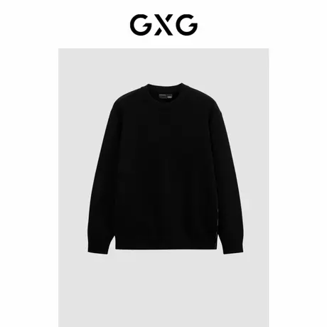 GXG男装 商场同款黑色微落肩圆领毛衫 2023年冬季新品GEX12028294图片