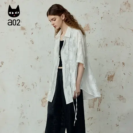 a02【轻奢ET无束】宽松法式上衣短袖衬衫女夏款薄外套设计感衬衣图片