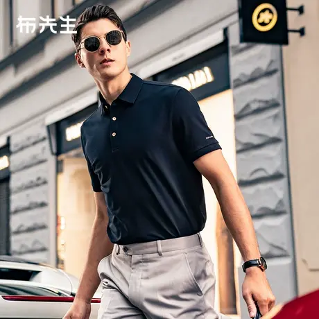 【吸湿凉感】MrBu布先生石墨烯翻领t恤2025春夏字母短袖男AT15006商品大图