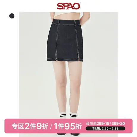 SPAO女士春季新款韩版包臀甜酷风短款牛仔半身裙SPWJD25S20商品大图