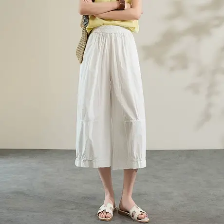 2025夏季新款薄款透气棉麻休闲裤高腰宽松大码直筒裤小个子阔腿裤商品大图