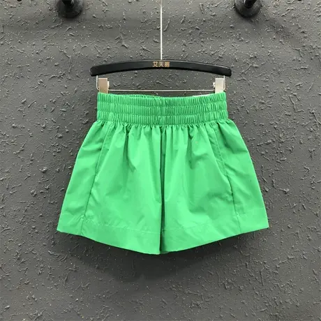 糖果色减龄女士高腰a字阔腿裤潮25夏季新款遮胯宽松显瘦休闲短裤图片