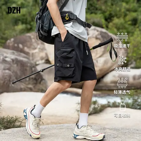 男士黑色机能短裤男潮牌夏外穿速干裤夏款裤子男裤工装五分裤夏裤商品大图