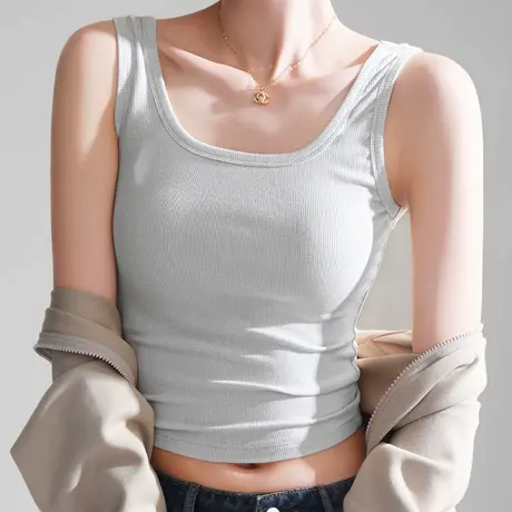 回力灰色背心女吊带外穿美背遮副乳u型短款运动打底内搭上衣夏季商品大图