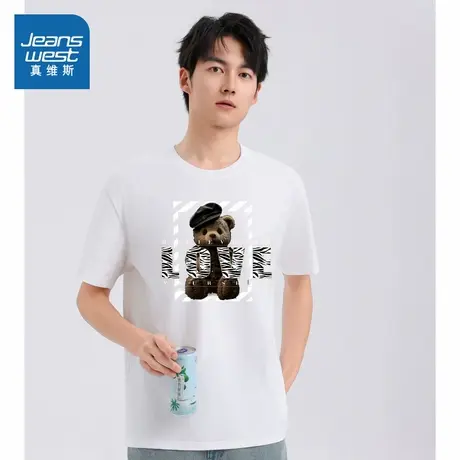 TM真维斯男女同款纯棉T恤2025夏季新品男式圆领短袖T恤宽松上衣商品大图