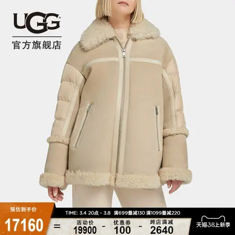 UGG冬季女士舒适拉链毛领保暖拼接羽绒服外套 1146610商品大图