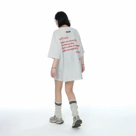 YEP2025新款潮牌发泡印花短袖T恤女纯棉ins街头风夏季半袖上衣图片