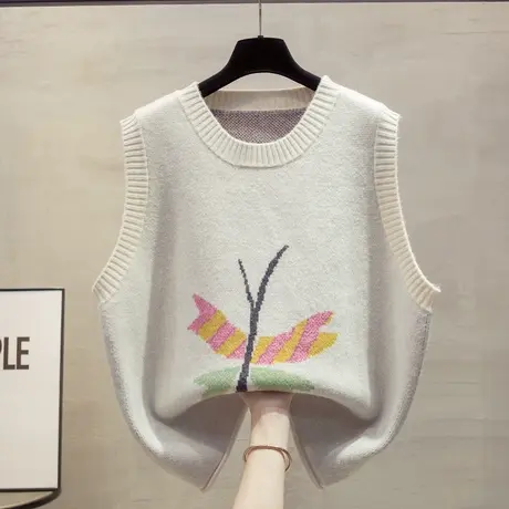 圆领针织马甲背心女2025春秋新款宽松外穿马夹叠穿大码毛衣坎肩潮商品大图