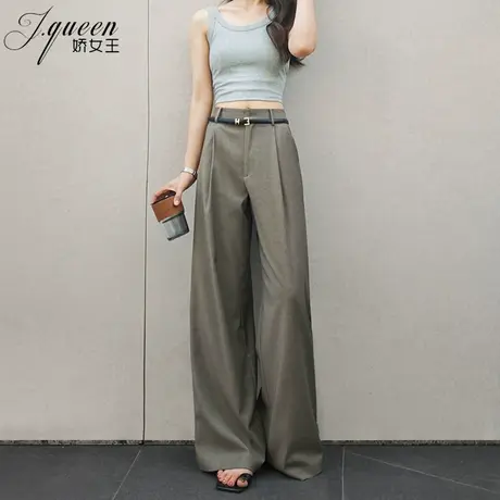 拖地阔腿裤女夏季新款百搭通勤宽松显瘦垮裤垂感休闲直筒裤西装裤商品大图