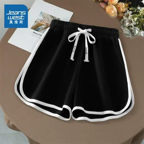 KWV真维斯a字阔腿短裤女休闲舒适运动短裤高腰外穿阔腿三分短裤女商品大图