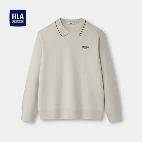 HLA/海澜之家撞色翻领卫衣25秋新硅胶小标针织柔软亲肤长袖男商品大图