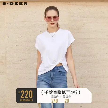 sdeer圣迪奥女装休闲圆领不规则短袖T恤S232Z0116🍖商品大图