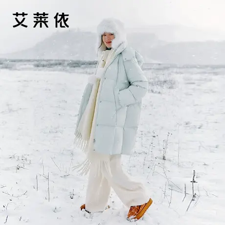 艾莱依羽绒服女冬季新款中长款加厚保暖连帽简约气质保暖时尚外套商品大图