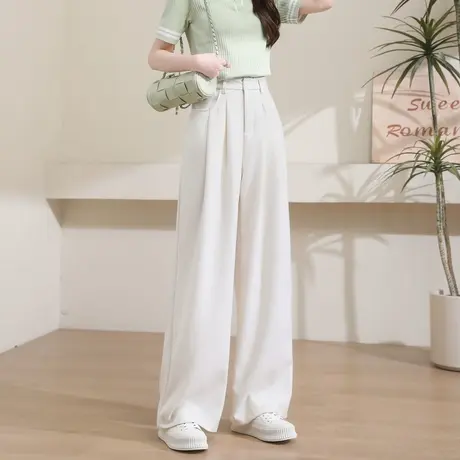时尚休闲长裤2024年秋季新款女高腰显瘦百搭宽松通勤慵懒裤图片
