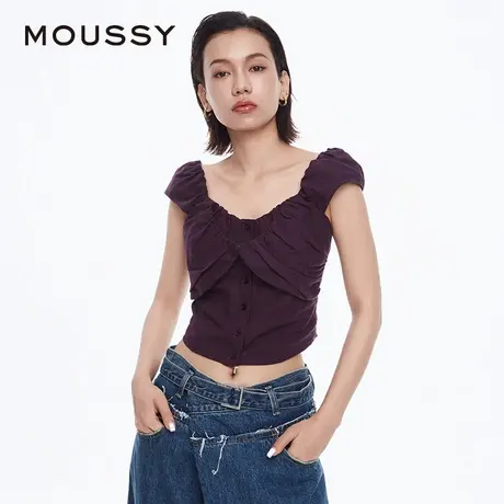 MOUSSY 夏季新品智性通勤设计感褶皱背心衬衫女010HA730-0111图片