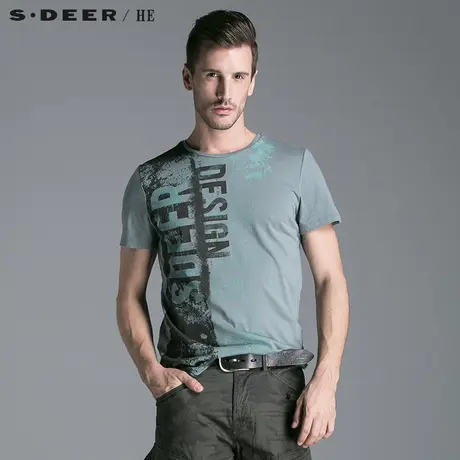S.Deer/He【惠】 圣迪奥男装休闲纯棉男士短袖T恤H14270101图片