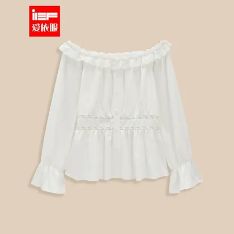 IEF/爱依服2025春夏新款法式温柔纯欲风性感一字肩设计修身上衣图片