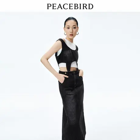 【商场同款】太平鸟女装年春季新款可脱卸牛仔套装A3FCE1365图片