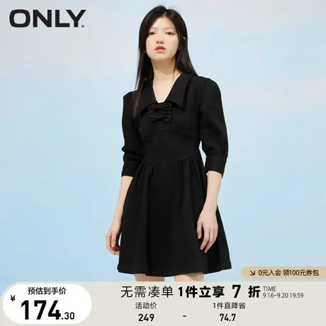 ONLY奥莱夏季法式短款收腰泡泡袖牛仔连衣裙女图片