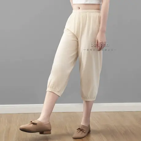 纯棉七分安全裤过膝打底裤女夏季薄款防静电宽松裤脚收口图片