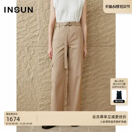 INSUN恩裳2025夏季斜纹棉率性休闲直筒工装裤商品大图