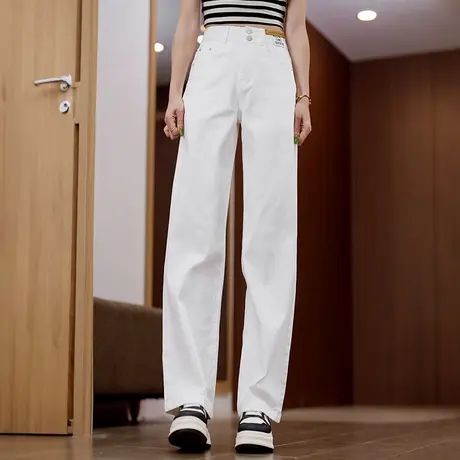 夏季牛仔直筒裤女高腰显瘦轻薄百搭阔腿裤复古舒适宽松休闲长裤商品大图