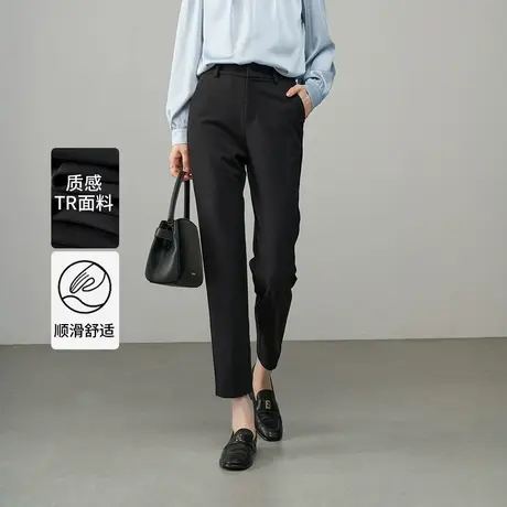 娅丽达半松紧腰直筒裤显瘦烟管裤女春季裤子通勤西裤小个子休闲裤商品大图