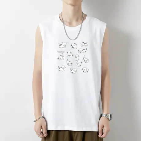 纯棉背心男士夏季薄款运动篮球坎肩跨栏健身白色无袖t恤汗衫外穿商品大图