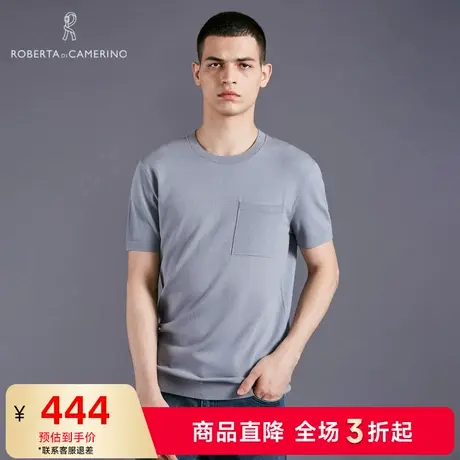 [口袋设计]ROBERTA诺贝达男装男士短袖T恤夏季新款圆领纯色T恤男图片