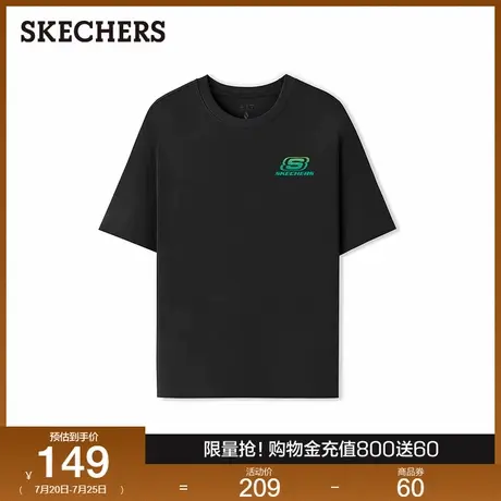 斯凯奇2025年夏季新品男女同款休闲舒适针织短袖圆领宽松运动T恤图片