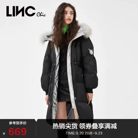 LINCCHIC金羽杰羽绒服女毛领宽松中长款羽绒服女冬季外套2088510商品大图