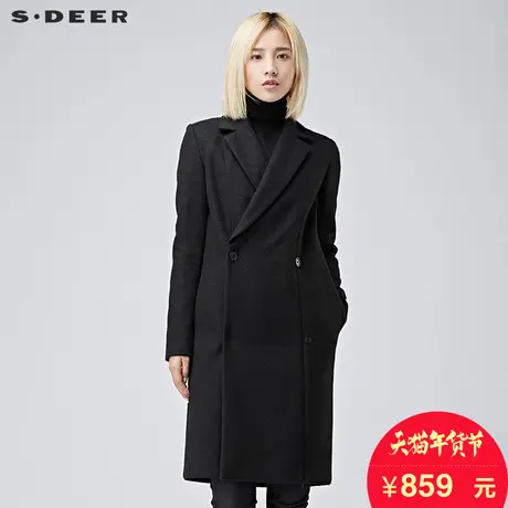 【上新】sdeer圣迪奥女装商务中长款修身毛呢大衣S16381846图片