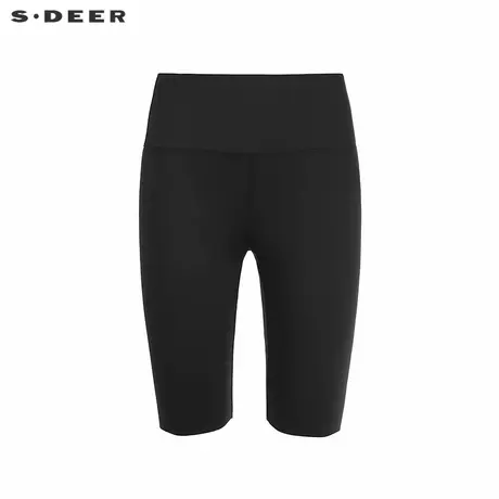 sdeer圣迪奥女装25年新品松紧撞色字母修身打底中裤S252Z5502商品大图