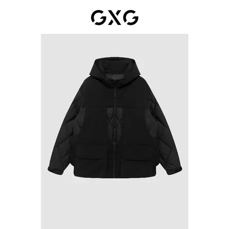 GXG男装 冬季黑色时尚潮流休闲款连帽短款羽绒服GC111030K商品大图