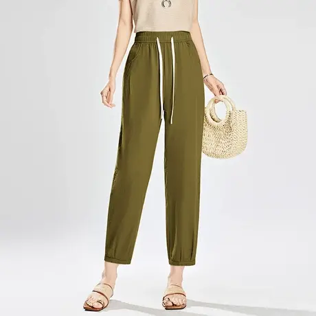 2025夏季新款薄款凉感哈伦裤女高腰显瘦小个子棉麻休闲宽松老爹裤商品大图