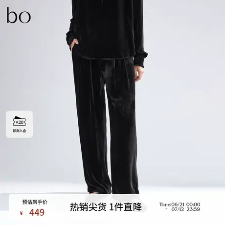 播黑标系列丝绒休闲裤女商场同款高腰显瘦阔腿裤BDR1KD2148商品大图