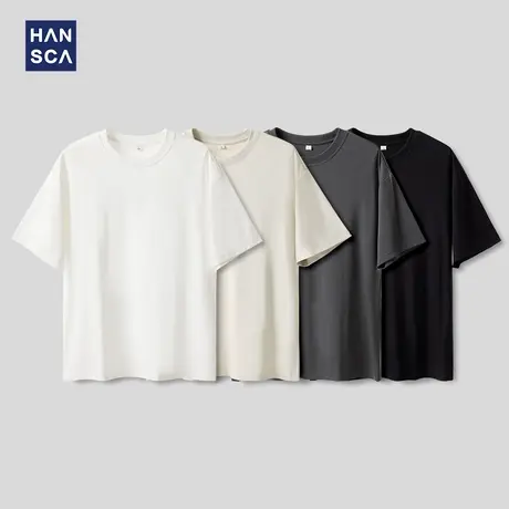 hansca莫代尔t恤男2025夏季薄款透气弹力商务休闲通勤百搭短袖T恤商品大图