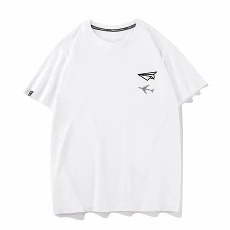 秀洛飞机左标短袖T恤男纯棉上衣休闲百搭短袖2025夏新款宽松圆领商品大图